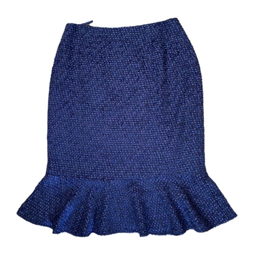 Escada Woven Flounce Hem Blue Skirt